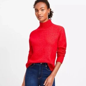 New with tags! 
Loft Modern Mock Neck Sweater 
In Tango Red 
Size XL